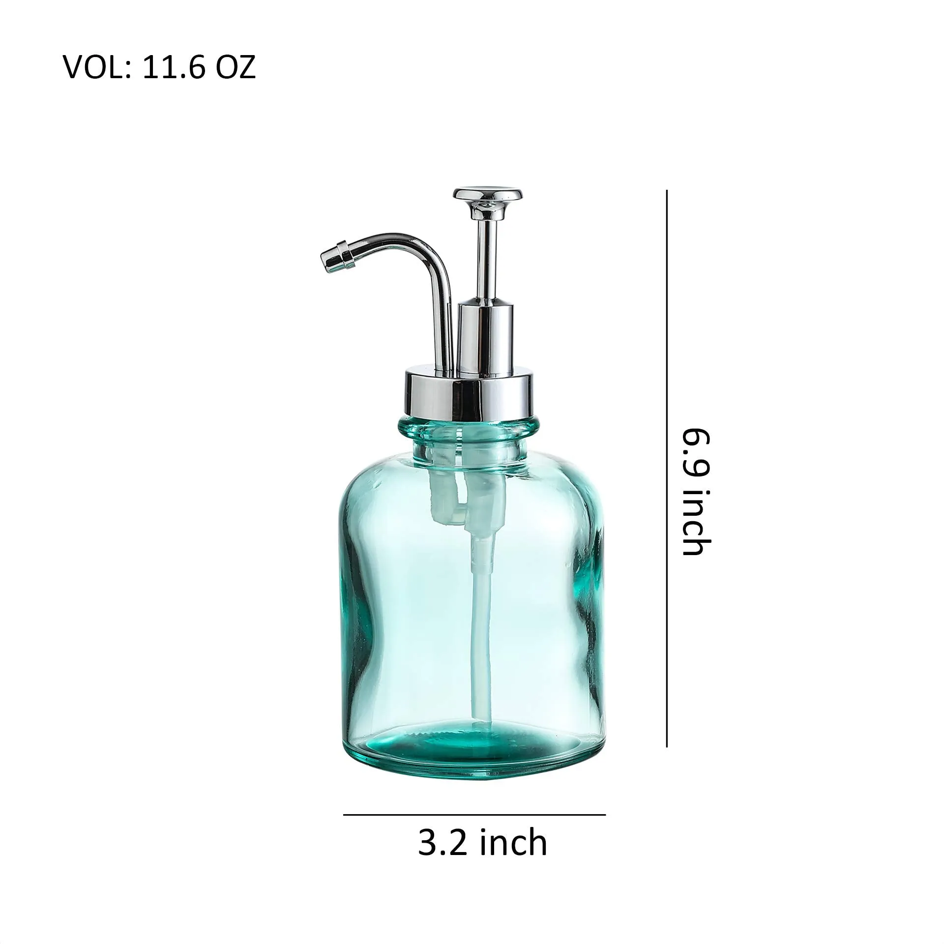 12 &10 Ounce Blue Glass Soap Lotion Dispenser Set, Unique Design Pump for Bathroom