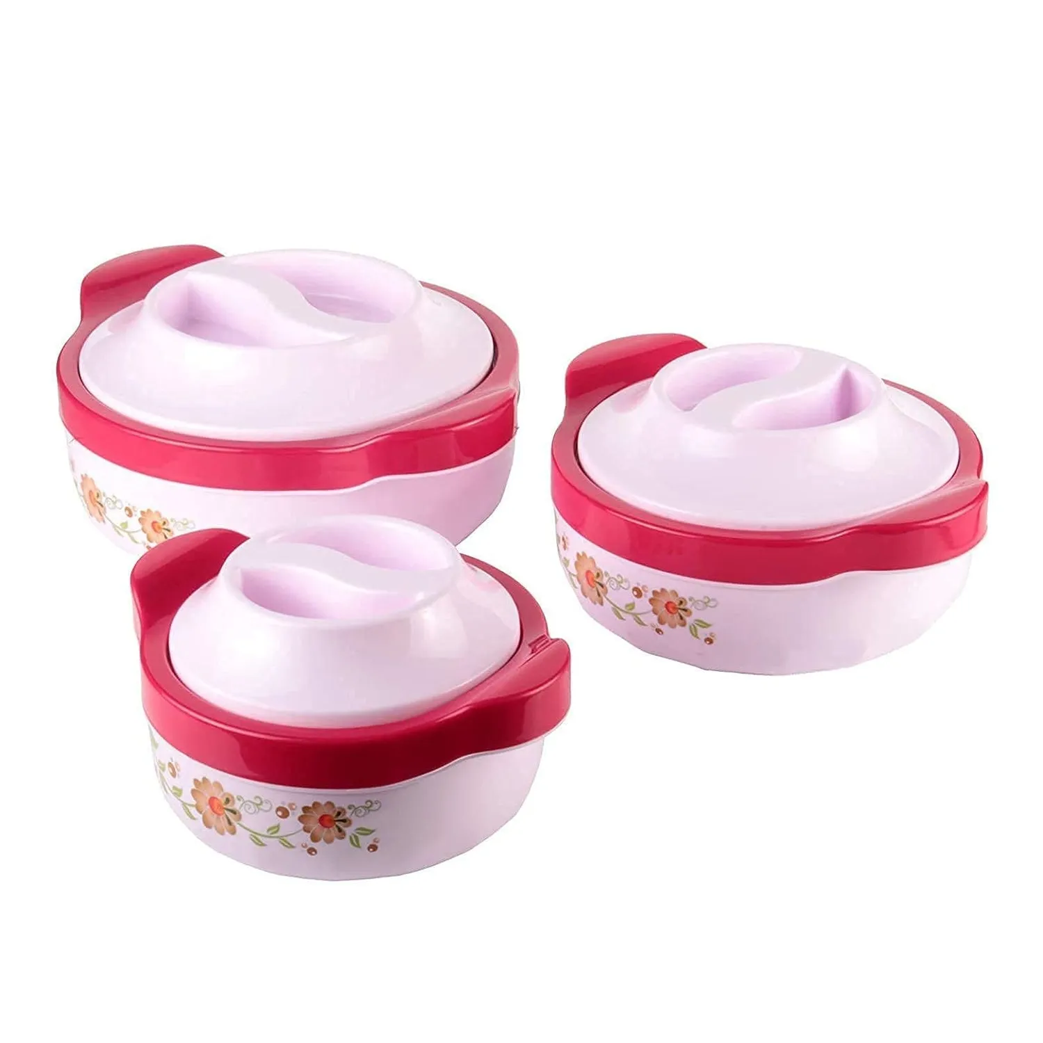 5230 Casserole Set of 3 Premium Casserole Big Size Microwave Safe 3 Pcs Set Floral Print Serve Casserole Set- 800ML,1500 ML and 2500ML