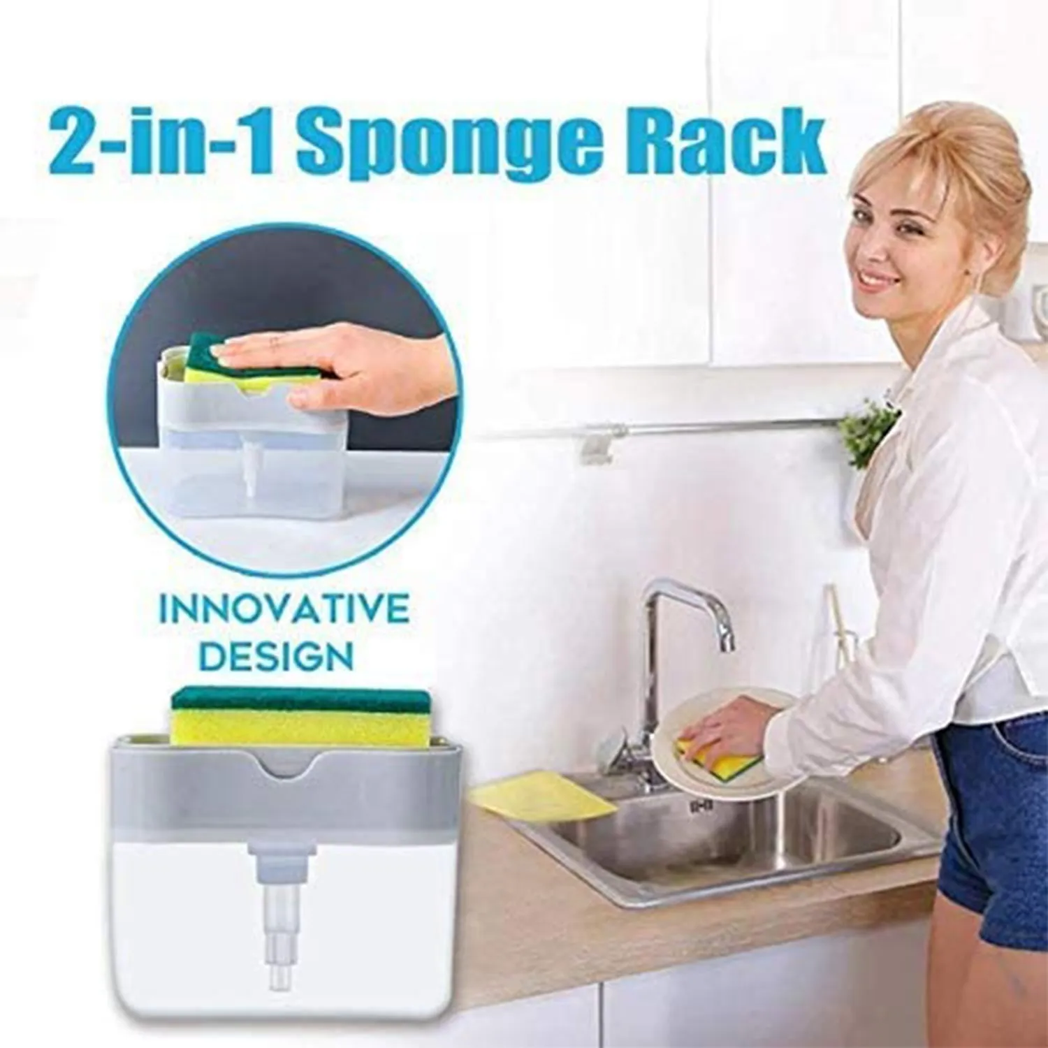 6267 2 in 1 Soap Dispenser for Dishwasher Liquid Holder , Liquid Dispenser Through Pump