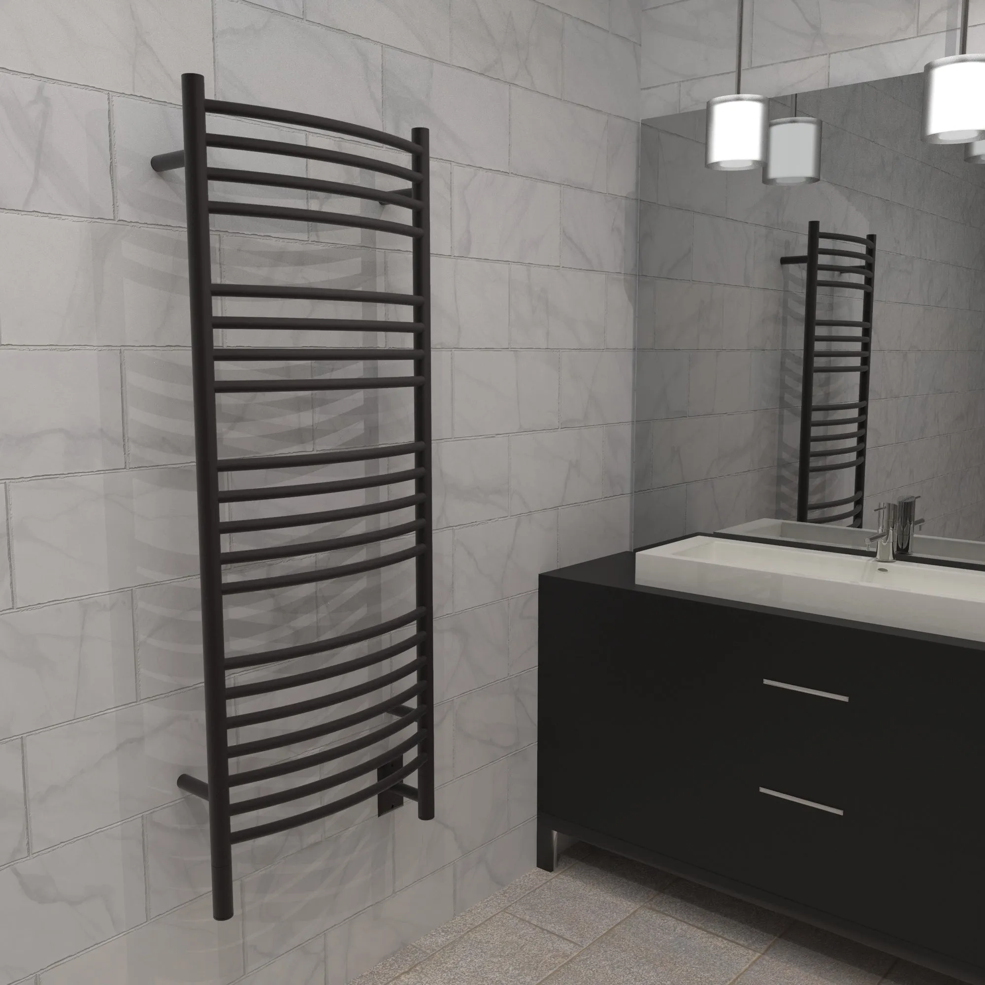 Amba DCO Jeeves Model D Curved 20 Bar Hardwired Towel Warmer in Oil Rubbed Bronze