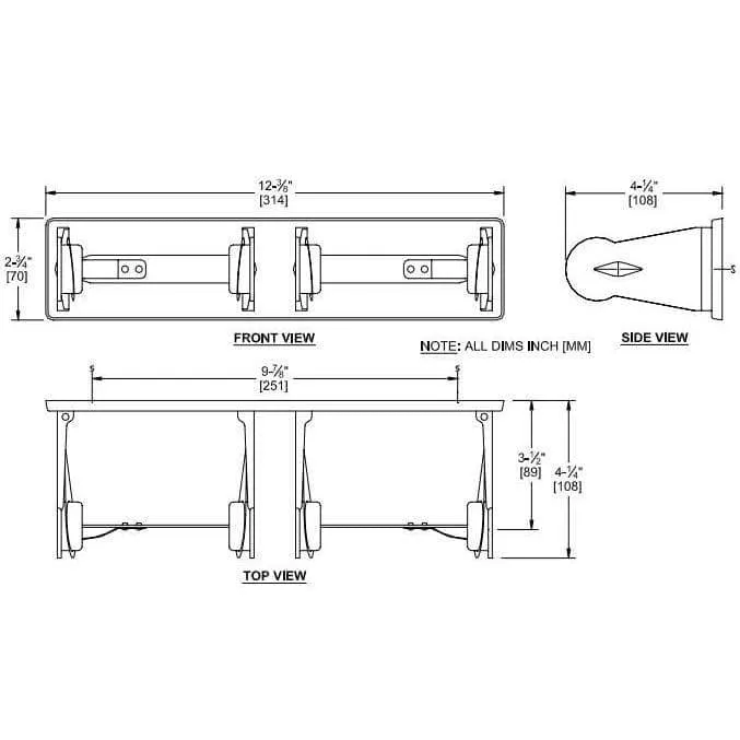 ASI 0715 Commercial Double Roll Toilet Paper Dispenser, Surface-Mounted, Metal