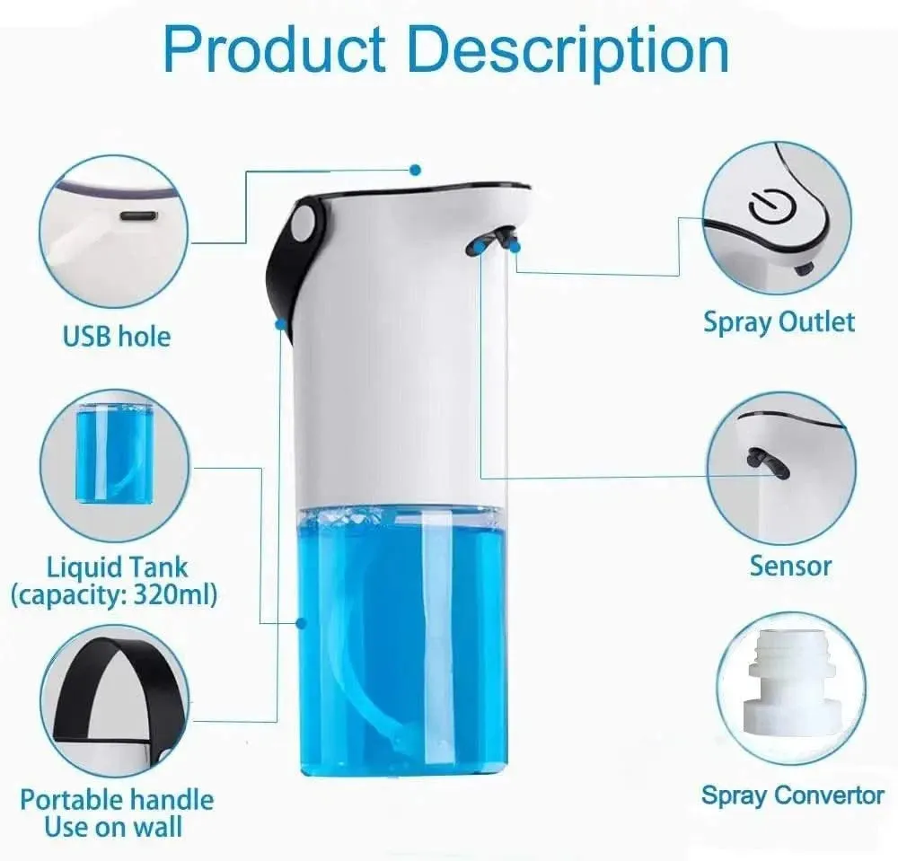 Automatic Rechargeable Sensor Touchless Sanitizer Liquid Alcohol Dispenser 320ml