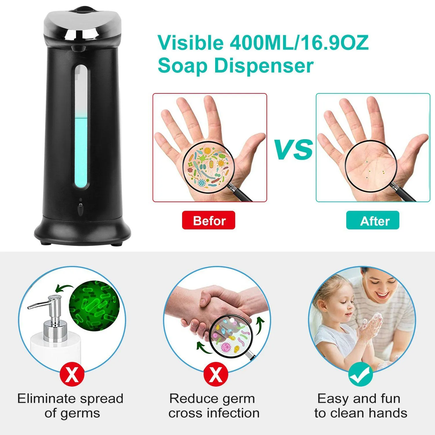 Automatic Soap Dispenser 400 ML/16.9 Oz