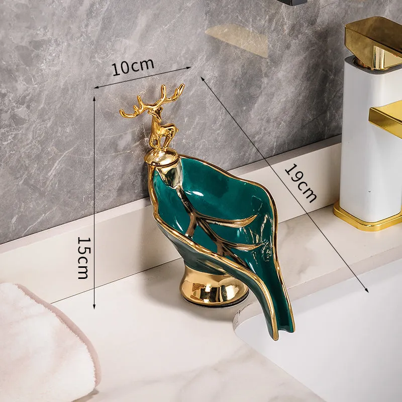 Ceramic Soap Dish Leaf Shape Draining Soap Dish Bathroom Accessories
