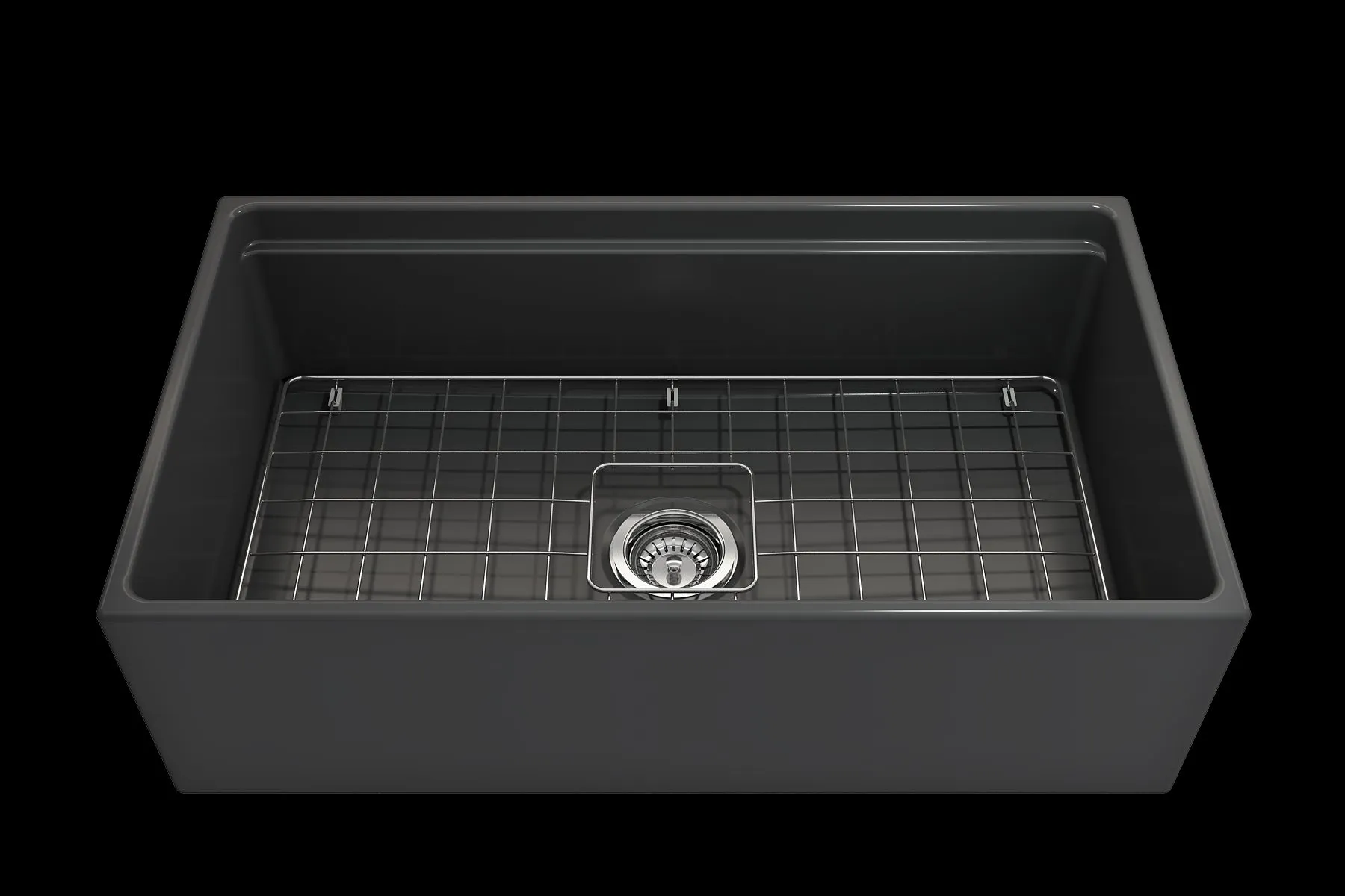 Contempo Step-Rim 33" x 19" x 10" Single-Basin Farmhouse Apron Front Kitchen Sink in Matte Dark Gray