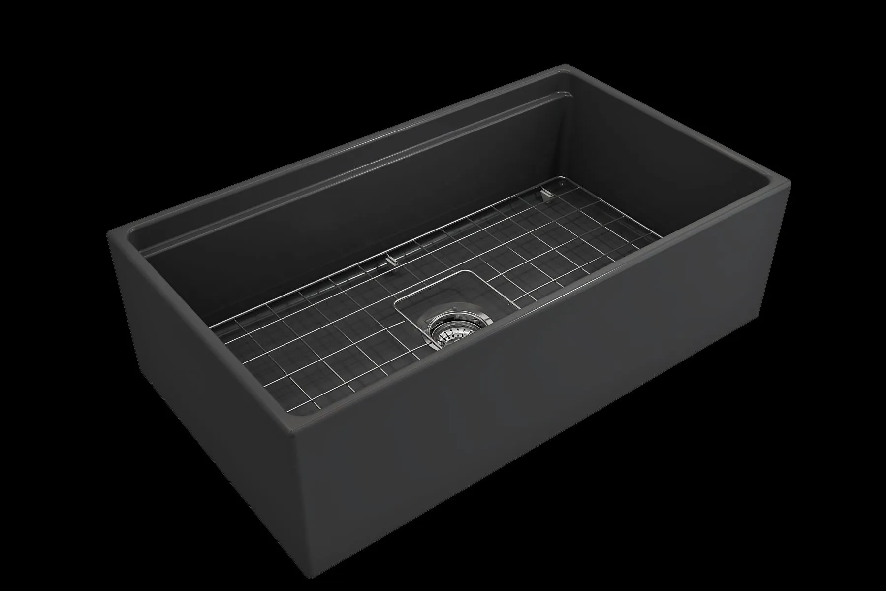 Contempo Step-Rim 33" x 19" x 10" Single-Basin Farmhouse Apron Front Kitchen Sink in Matte Dark Gray