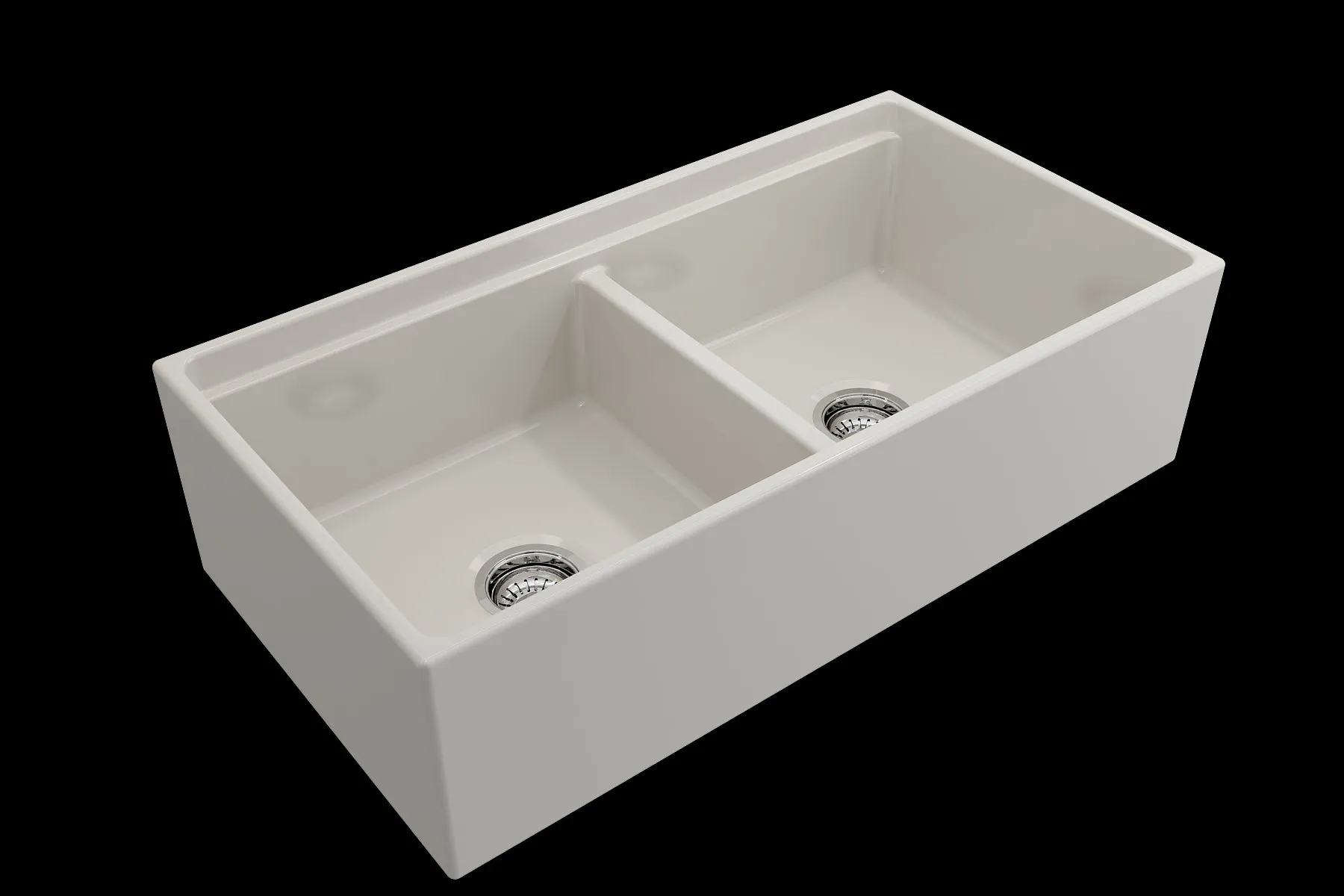 Contempo Step-Rim 36" x 19" x 10" Double-Basin Farmhouse Apron Front Kitchen Sink in Biscuit