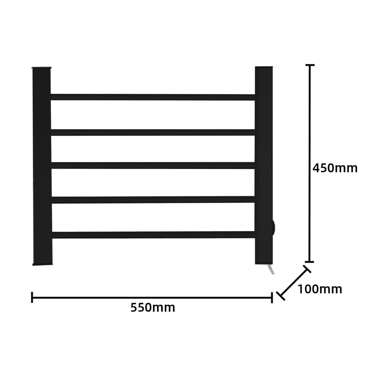 Fast-Heating Electric Towel Rack, Wall-Mounted, Black - Pronti