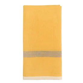 Laundered Linen Kitchen Towels Mustard & Grey, Set of 2