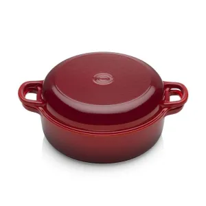 Le Creuset Signature Cast Iron Shallow Casserole with Reversible Baking Lid 26cm Cerise