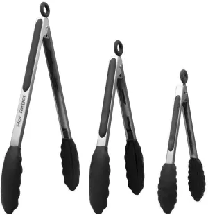 Non-Stick Kitchen Tongs For Cooking - Set Of 3: 7, 9, 12-Inch Cooking Tongs