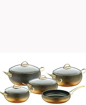 OMS Granite Pot Set 9 Piece - Gold