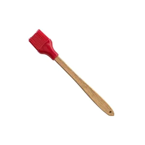 R&M Mini Silicone Pastry Brush with Wood Handle Red