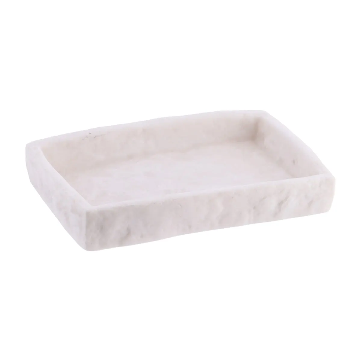 Rectangular Polyresin Soap Dish Stone Effect - White