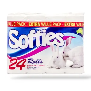 Softies Toilet Paper 2ply 24pk 180 Sheets