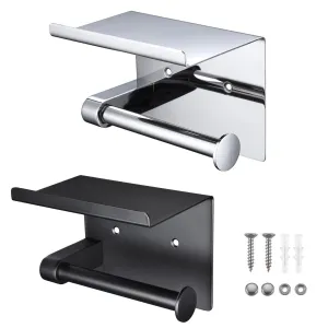 TheLAShop Toilet Roll Holder with Shelf Wall Mounted Stainless Steel