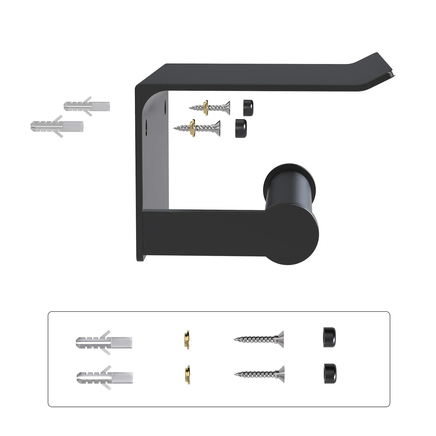 Toilet Paper Holder, Rustproof Aluminum Wall Mounted Toilet Roll Holder With Shelf