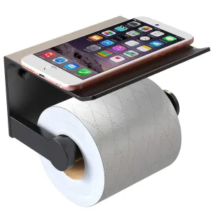 Toilet Paper Holder, Rustproof Aluminum Wall Mounted Toilet Roll Holder With Shelf