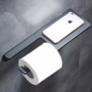 Toilet Paper Holder with Shelf – Matt Black Painted Stainless Steel – Roll Paper Holder