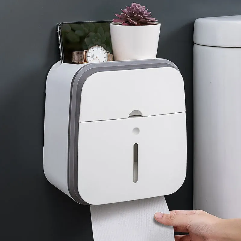 Wall-Mounted Bathroom Organizer Tissue Box Holder