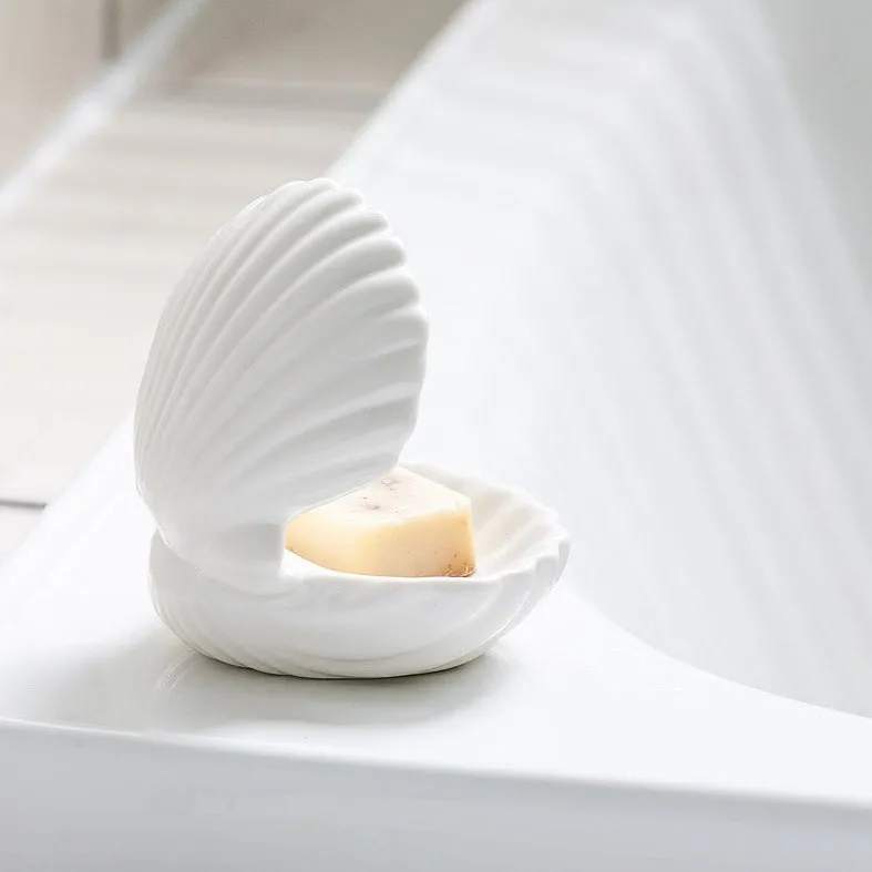 White Double Clam Shell Dish