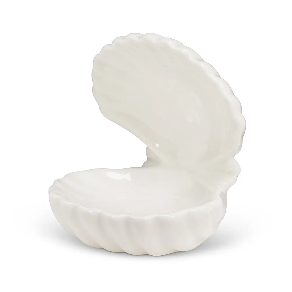 White Double Clam Shell Dish