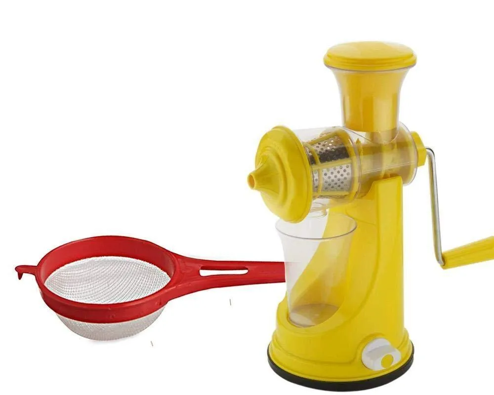 Your Brand Kitchen combo -Manual Fruit Juicer with Plastic Small Tea Strainer Sieve